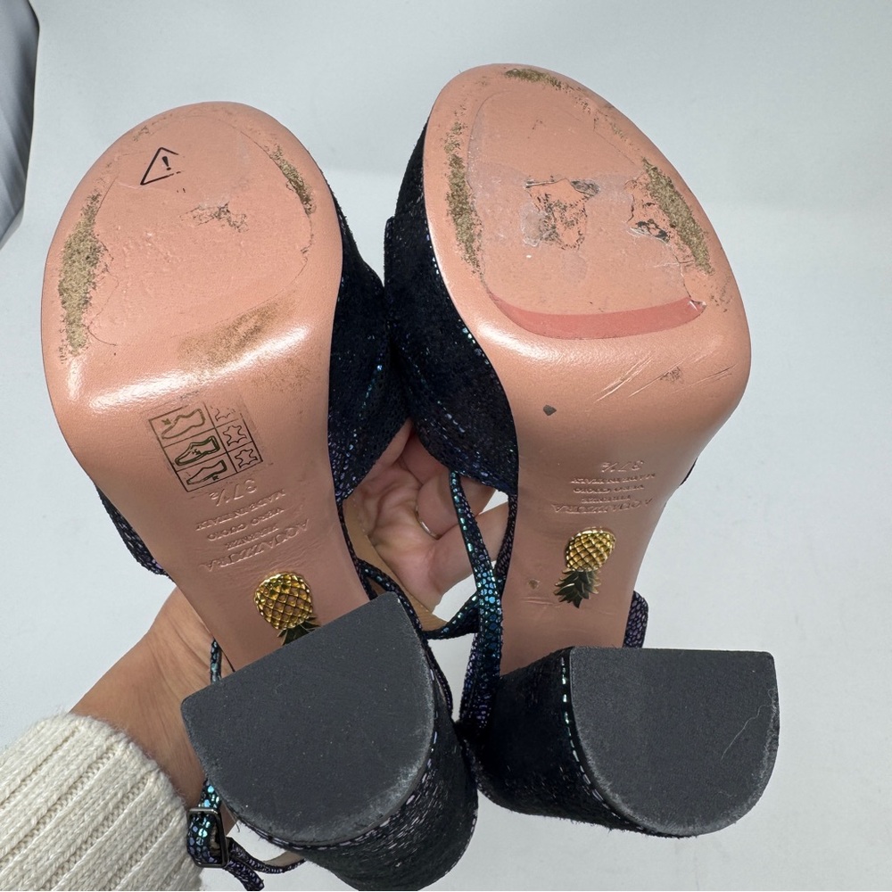 AQUAZZURA Sinner Ombre Platform Ankle-strap Sandals In Petroleum - Picture 10 of 16